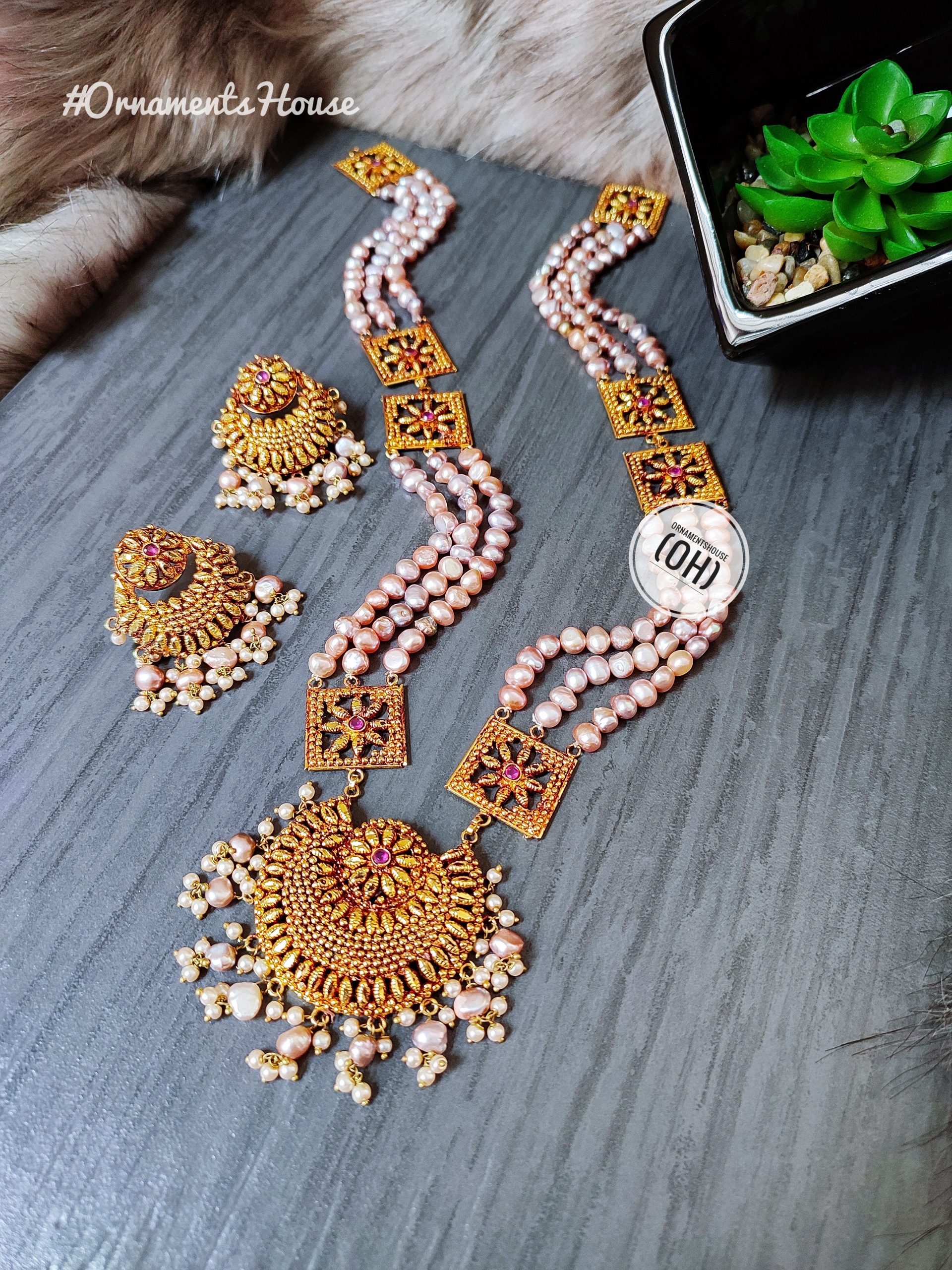 Real Pearl - Gold Plated Pinkesh Long Necklace
