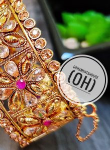 Bangles Jewellery - Real Magenta Stone and Gold Plated