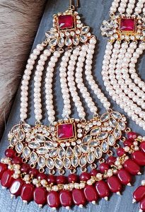 Bridal Jewellery -Maroon Color with Real Stone