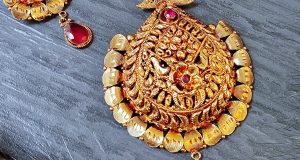 Gold Plated - Long Necklace with Real Stone