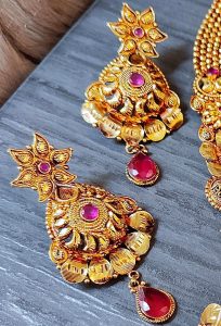 Gold Plated - Long Necklace with Real Stone